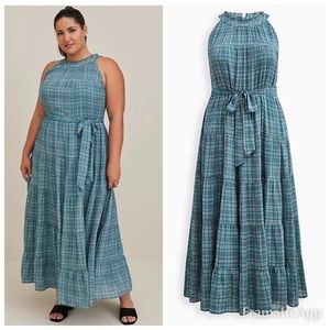 NWT TORRID Maxi Lindsay Hi-Low Tiered Dress - Plaid Multi